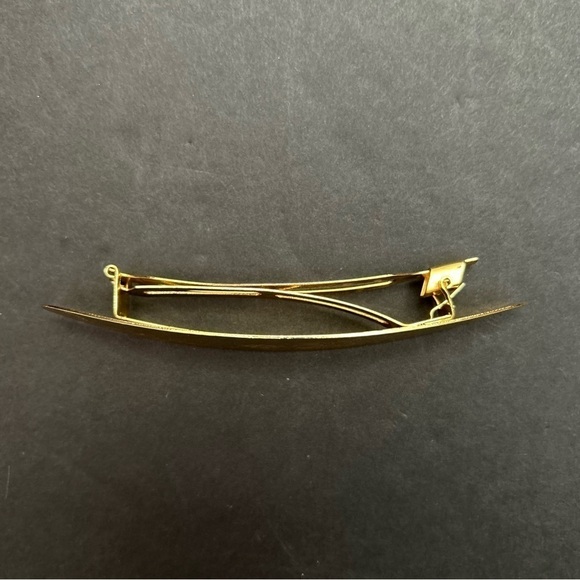 Barrette Bundle, Vintage Amber and Gold Floral Clip & Long Textured Gold Clip - Picture 12 of 16